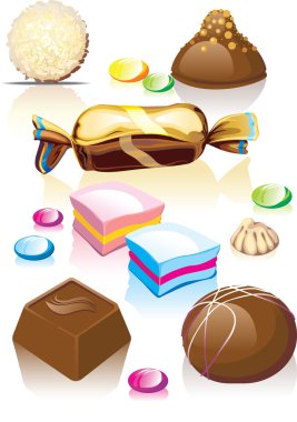 Assorted chocolates candy. clipart