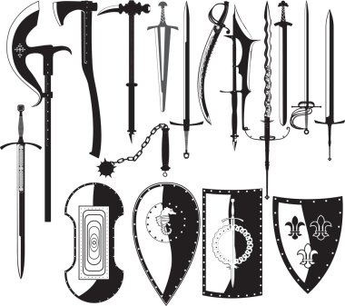 Silhouettes of weapons clipart