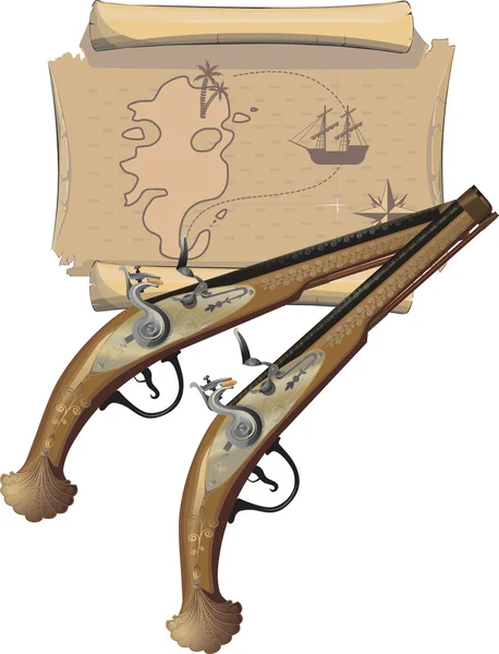 Two pirates pistols — Stock Vector