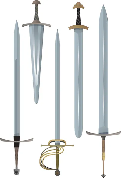 Verschillende middeleeuwse zwaarden — Stockvector