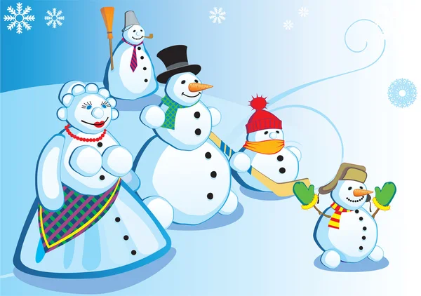Sneeuwpop familie — Stockvector