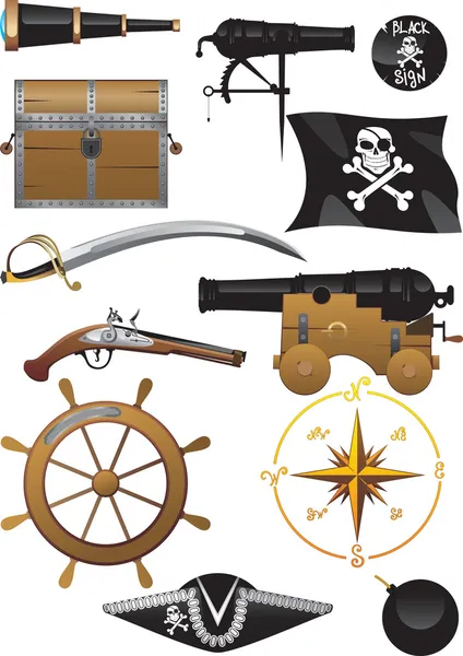 Conjunto de ícones pirata — Vetor de Stock