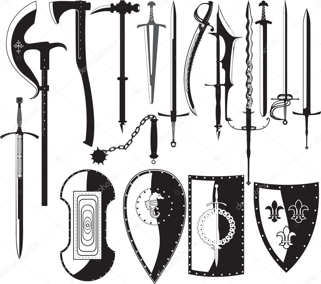 Silhouettes of weapons