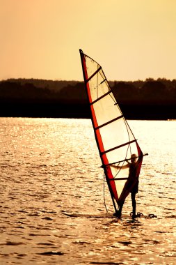 Sunset windsurfing clipart