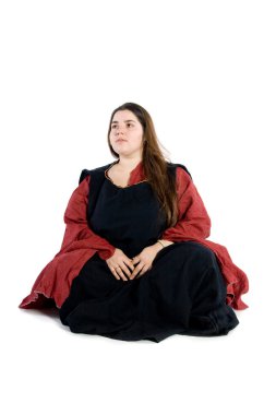 Woman in a medieval dress clipart