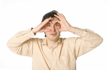 A man staring at something clipart