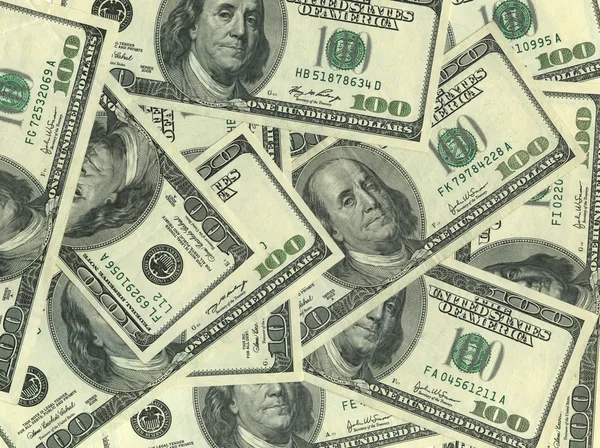 Yüz dolarlık banknotların arkaplanı — Stok fotoğraf