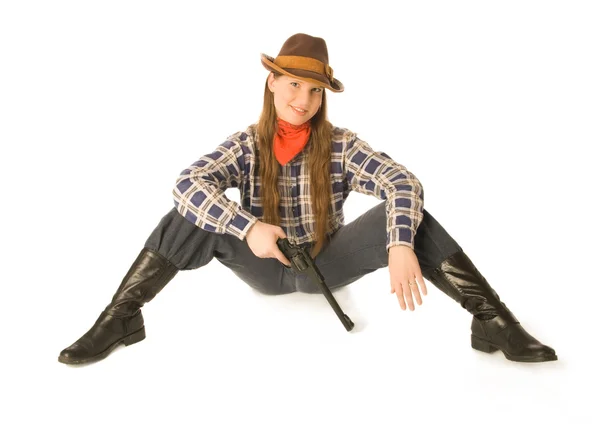 Sitting cowgirl 2 — Stock Photo, Image
