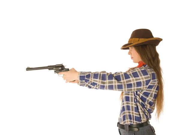 Ковгёрл с пистолетом — стоковое фото