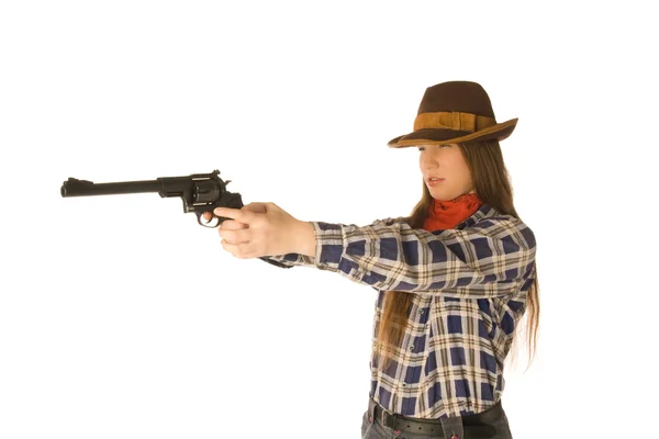 Cowgirl met een pistool — Stockfoto