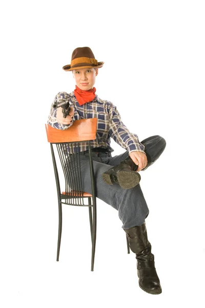 Siedzący cowgirl 3 — Zdjęcie stockowe