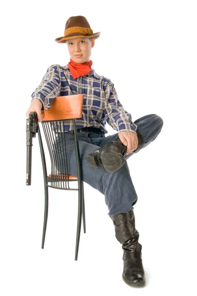 Siedzący cowgirl 3 — Zdjęcie stockowe