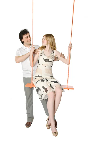 Paar en swing — Stockfoto