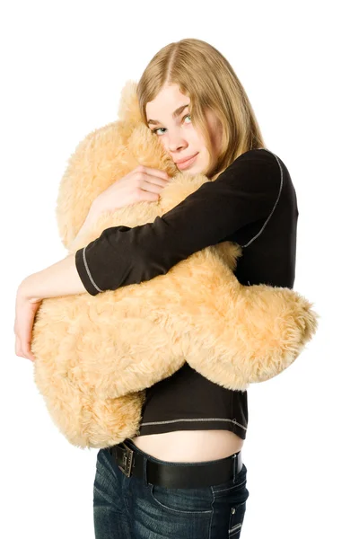 곰 인형을 들고 있는 소녀 — 스톡 사진