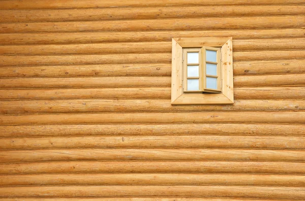Дерев'яна стіна з вікном — стокове фото