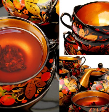 Russian tea collage clipart