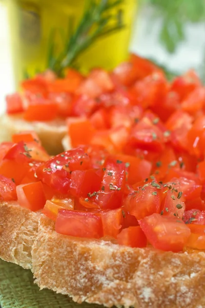 Crostini with tomato — Stock Photo, Image