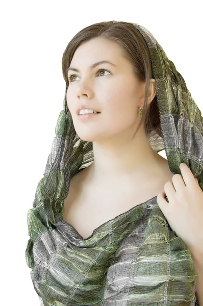 Chica con bufanda verde — Foto de Stock
