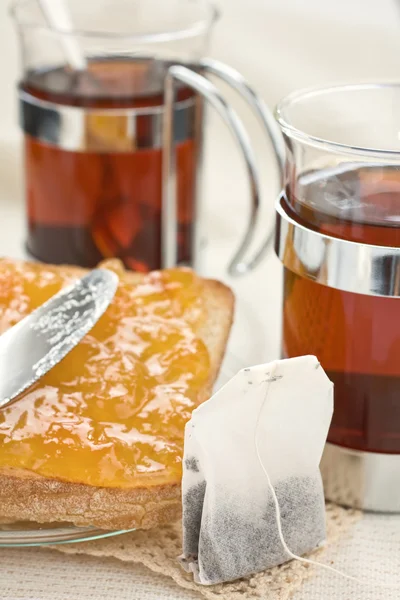 Herbata chleb i dżem — Zdjęcie stockowe
