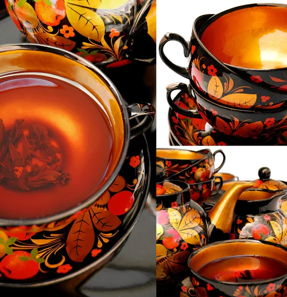 Russian tea collage — Stock Photo, Image