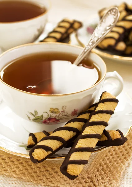 Herbata herbatniki czekoladowe — Zdjęcie stockowe