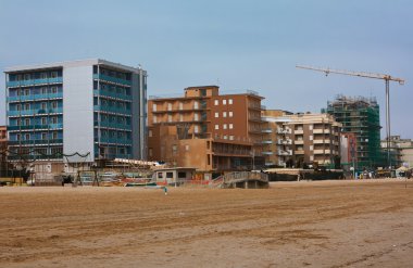 Buildings by the beach clipart