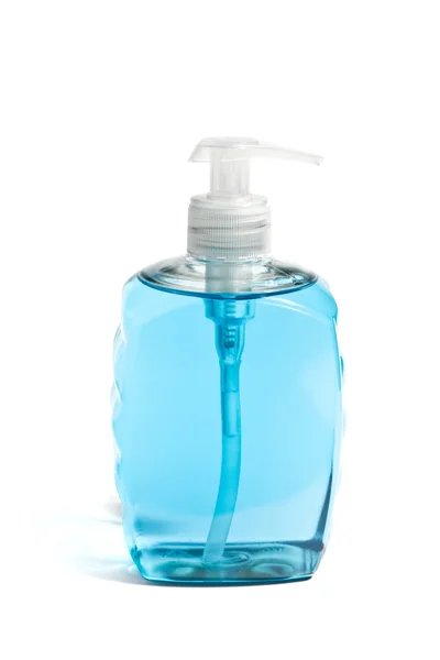 Mydło w płynie w niebieską butelką — Zdjęcie stockowe