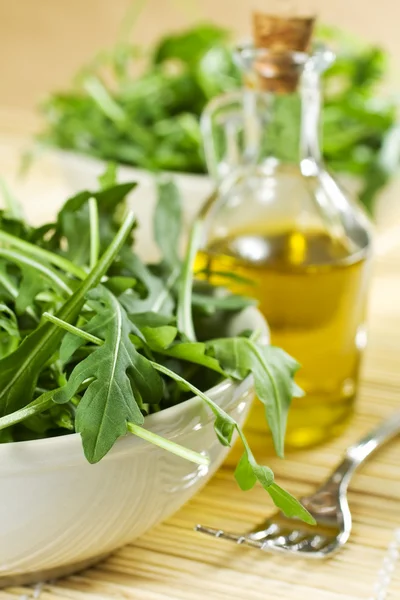 Rucola Salad And Oil — Stock Photo, Image