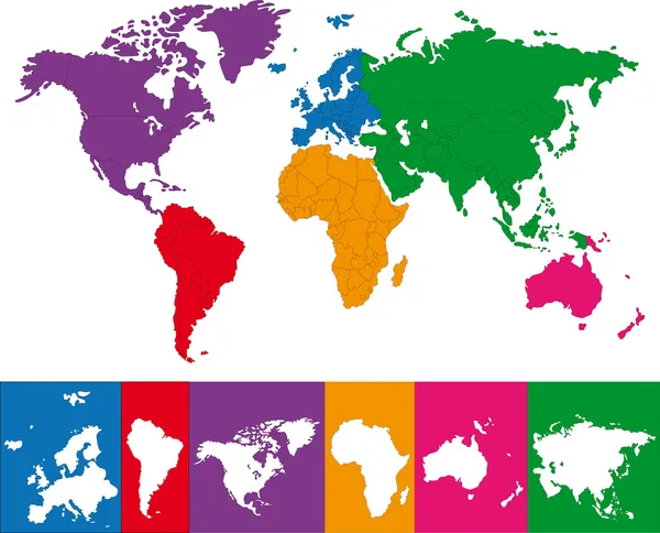 カラフルな世界地図 — ストックベクタ