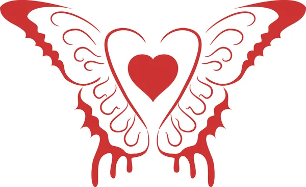 Coeur avec ailes — Image vectorielle