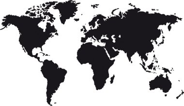 Black map of world