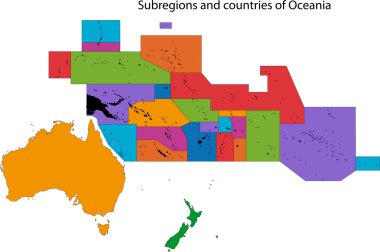 Colorful Oceania map clipart