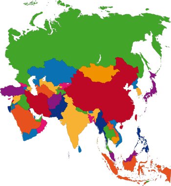 renkli Asya Haritası
