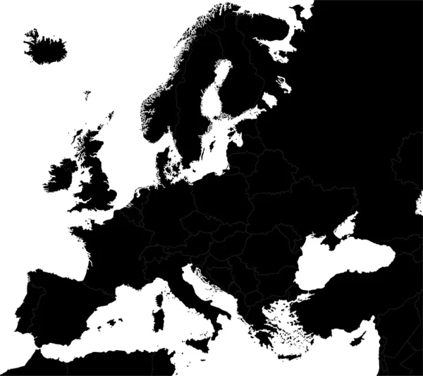 Schwarze Europakarte — Stockvektor