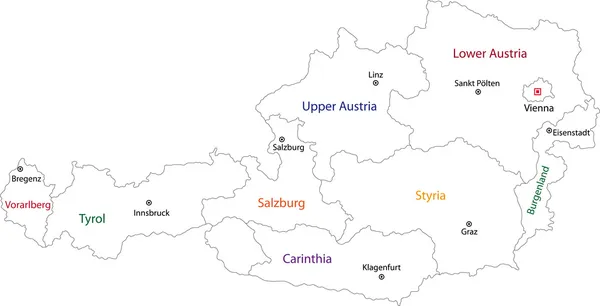 Szerkezeti Ausztria Térkép — Stock Vector