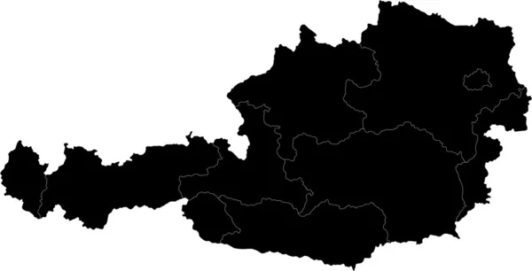黑色奥地利地图 — 图库矢量图片