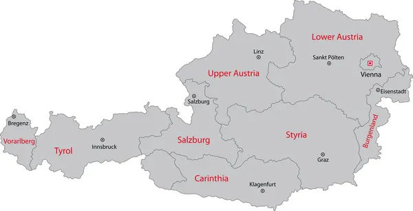 Áustria Mapa — Vetor de Stock