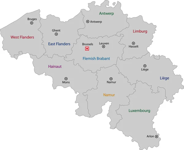 Belgio mappa — Vettoriale Stock