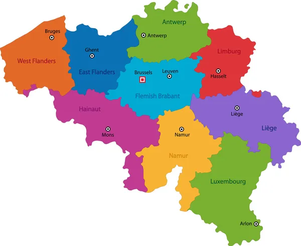 Mapa da Bélgica — Vetor de Stock