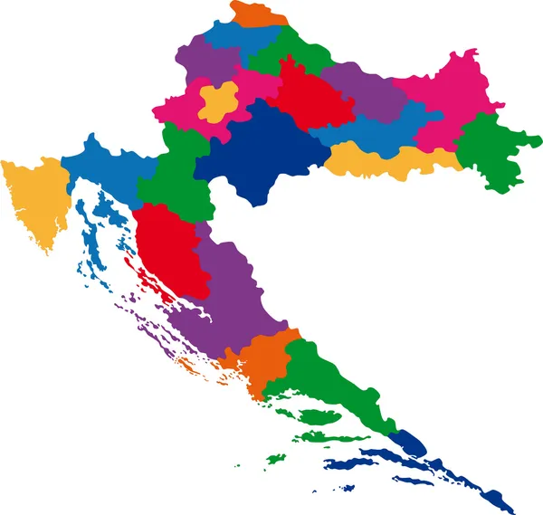 Colorido mapa de Croacia — Vector de stock