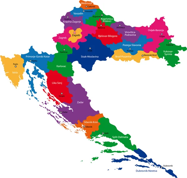 Croácia Mapa — Vetor de Stock
