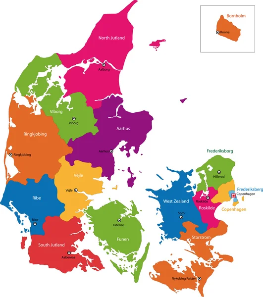 Danimarka harita — Stok Vektör