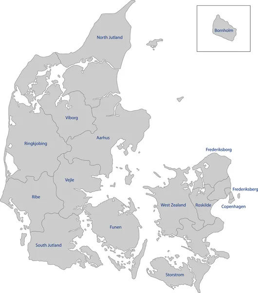 Dinamarca Mapa — Vetor de Stock