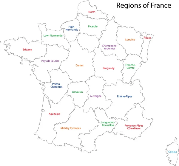Outline Francia mappa — Vettoriale Stock