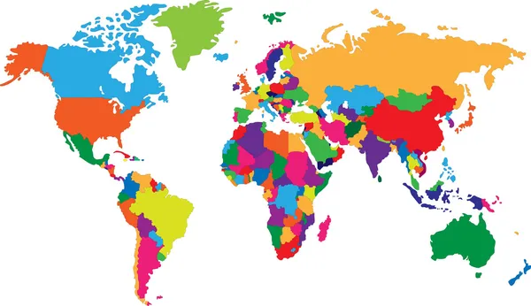 Mapa do mundo colorido —  Vetores de Stock