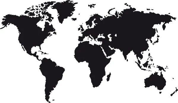 Schwarze Weltkarte — Stockvektor