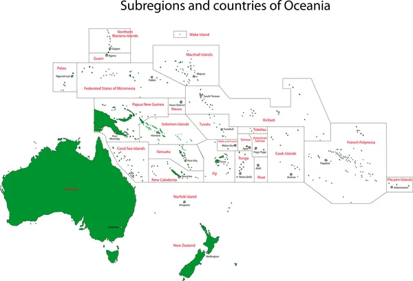 Oceania mapa — Vetor de Stock