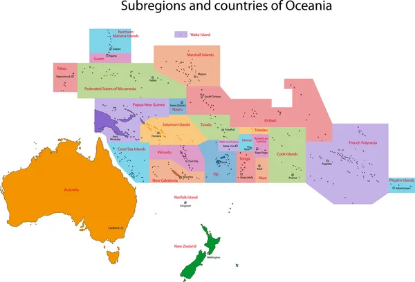 Oceania mapa —  Vetores de Stock