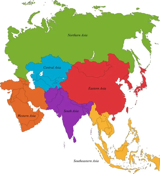 Asien Karte — Stockvektor