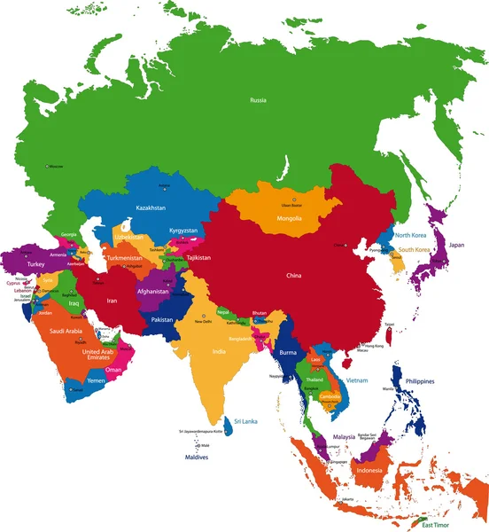 Kaart van Azië — Stockvector